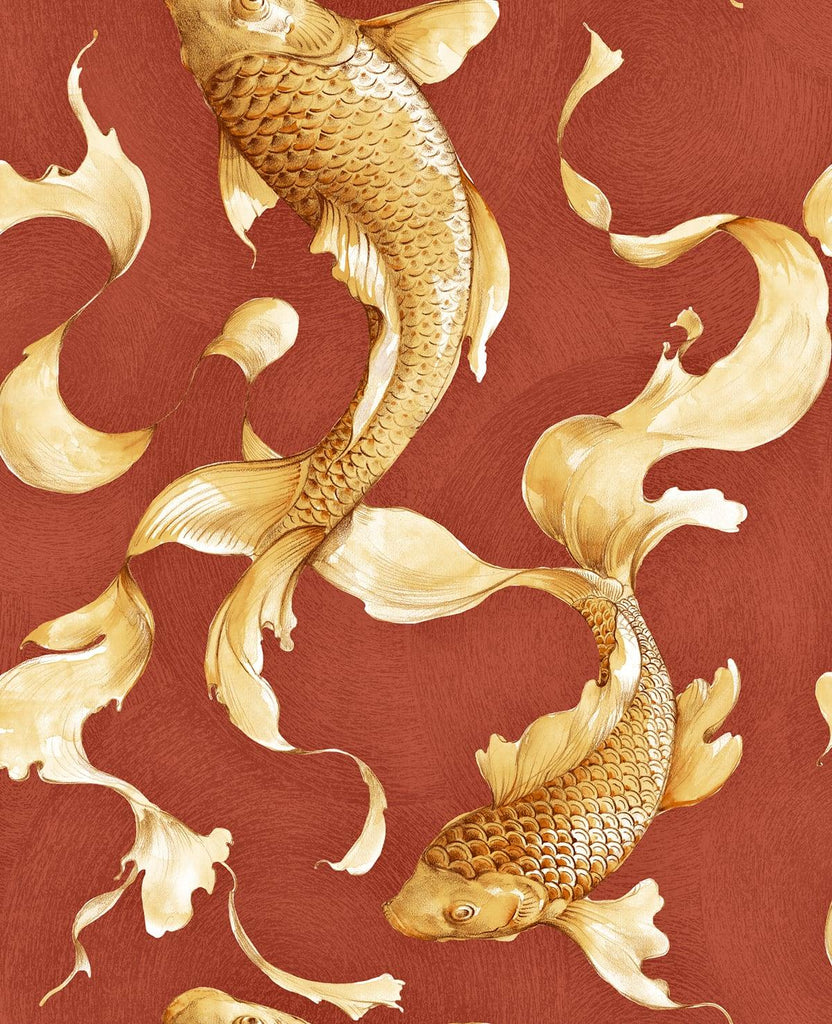 Seabrook Koi Fish Red Wallpaper