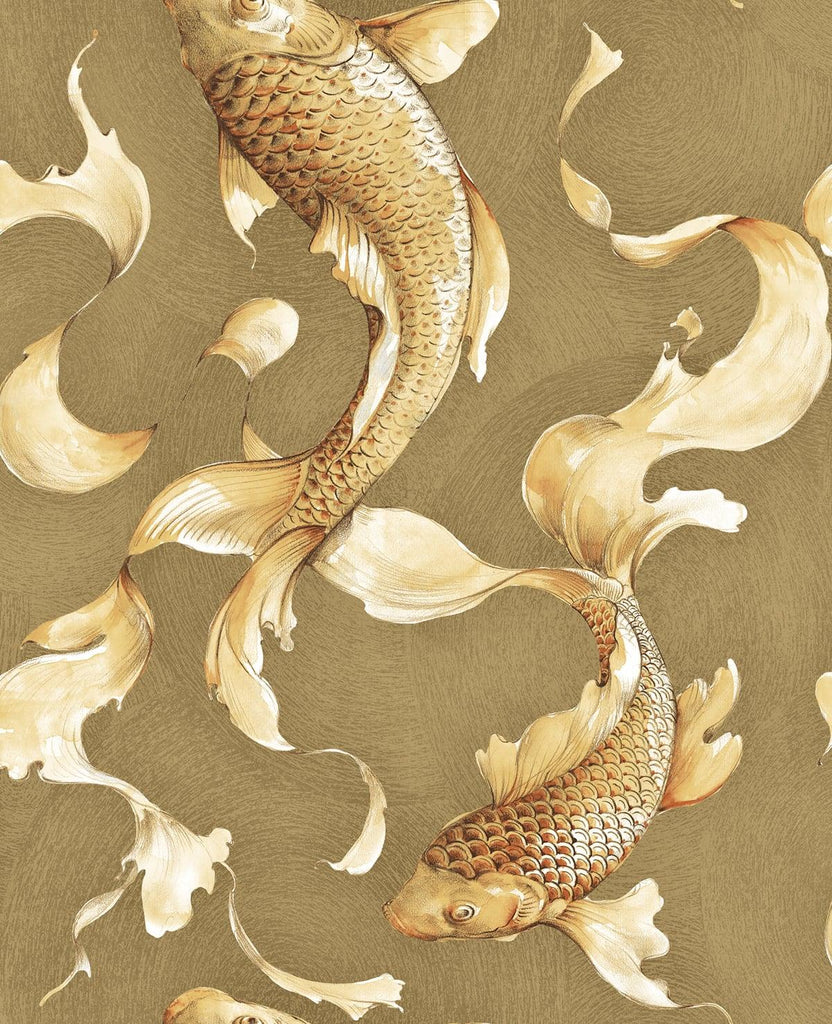 Seabrook Koi Fish Gold Wallpaper