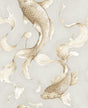 Seabrook Koi Fish Gold and Gray Wallpaper