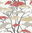 Seabrook Confucius Tree Metallic Gold, Silver, and Crimson Wallpaper