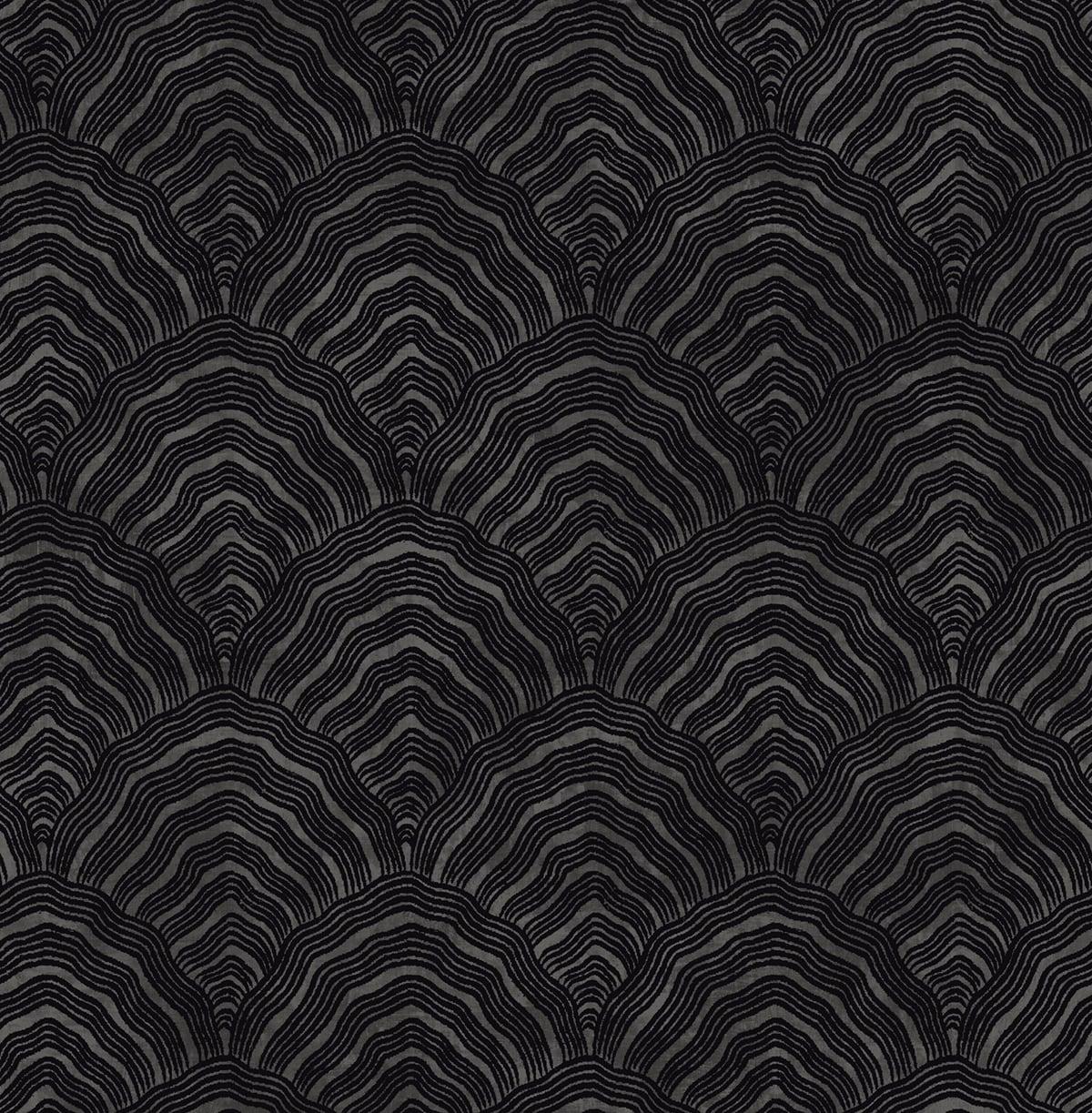 Seabrook Confucius Scallop Black Wallpaper