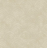 Seabrook Confucius Scallop Tan and Metallic Pearl Wallpaper