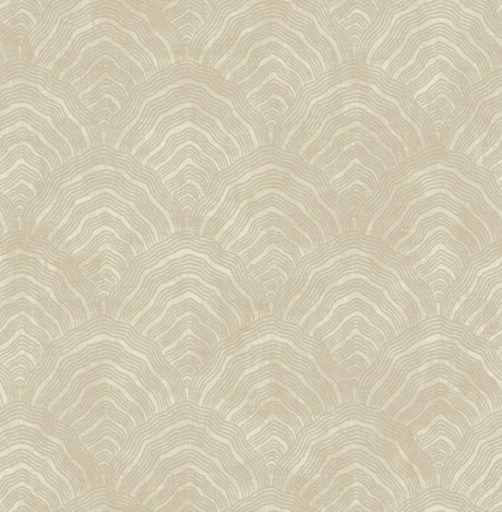 Seabrook Confucius Scallop Tan and Metallic Pearl Wallpaper