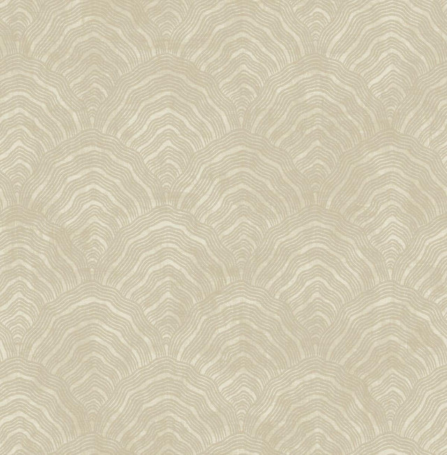 Seabrook Confucius Scallop Tan and Metallic Pearl Wallpaper