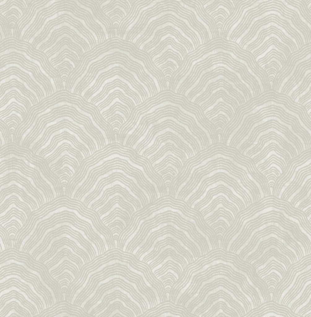 Seabrook Confucius Scallop Linen and Metallic Pearl Wallpaper