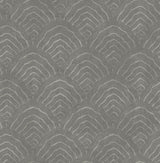 Seabrook Confucius Scallop Charcoal and Metallic Silver Wallpaper