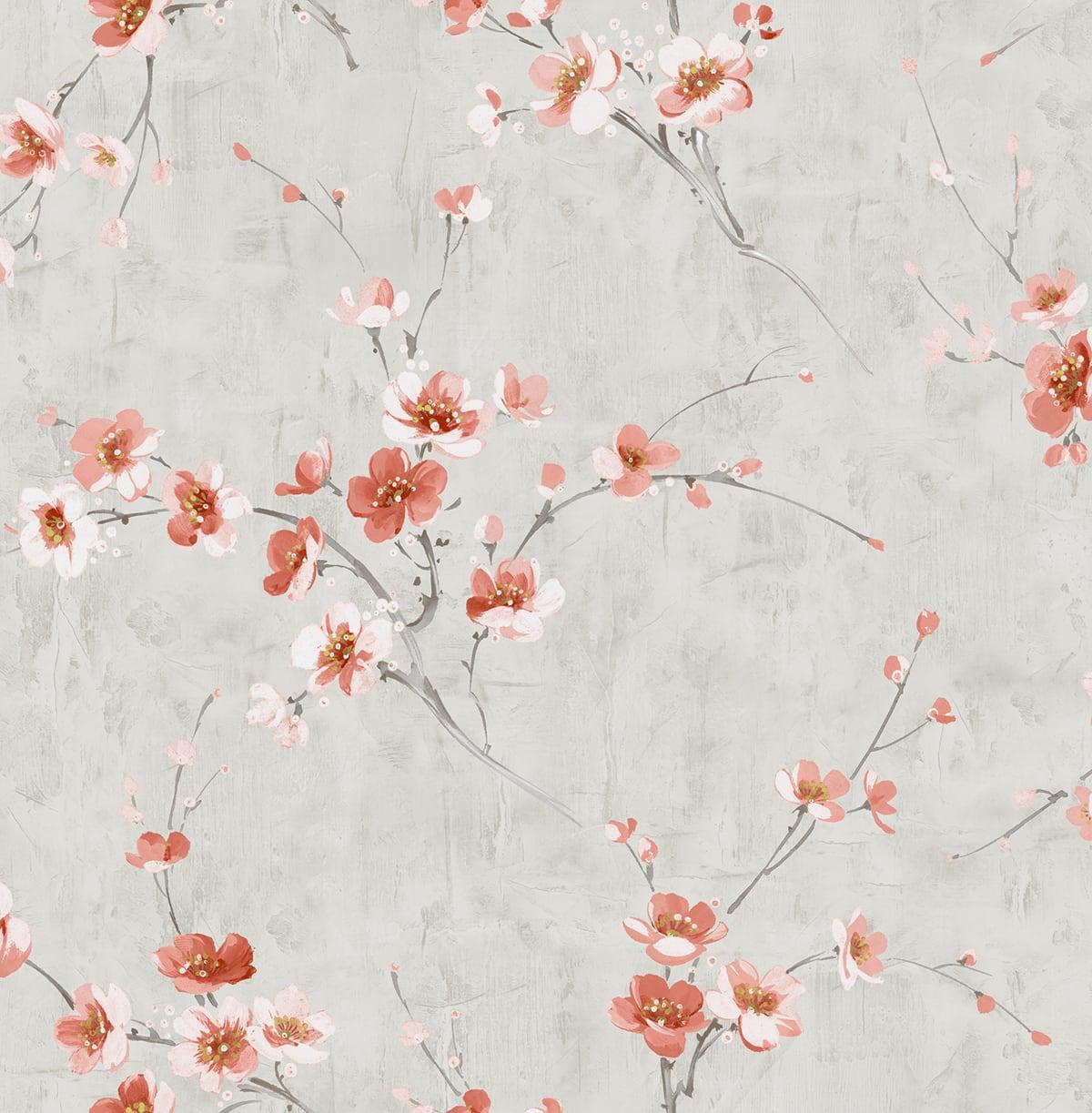 Seabrook Silk Road Dogwood Pink Wallpaper