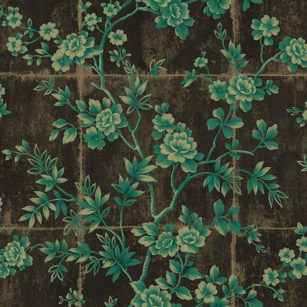 Seabrook Great Wall Floral Teal Wallpaper