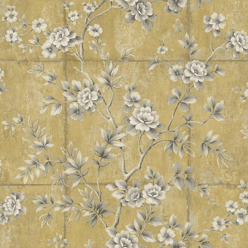 Seabrook Great Wall Floral Metallic Gold and Taupe Wallpaper