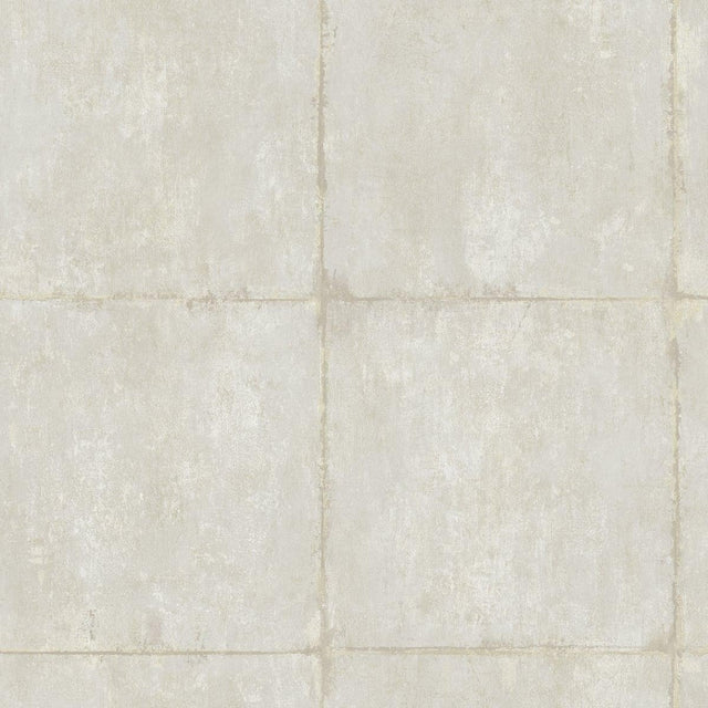 Seabrook Great Wall Blocks Metallic Silver and Off-White Wallpaper