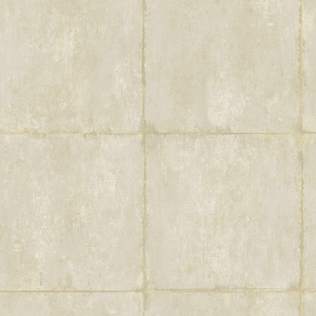 Seabrook Great Wall Blocks Metallic Gold and Off-White Wallpaper