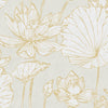 Seabrook Lotus Floral Metallic Gold And Off-White Wallpaper
