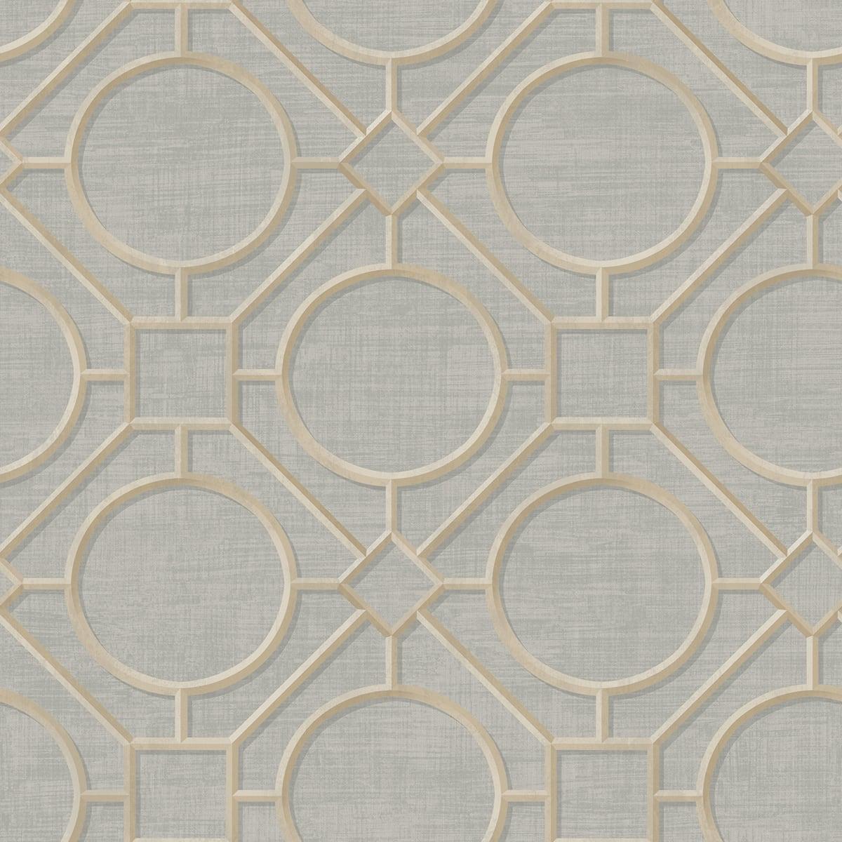 Seabrook Silk Road Trellis Metallic Gold and Gray Wallpaper