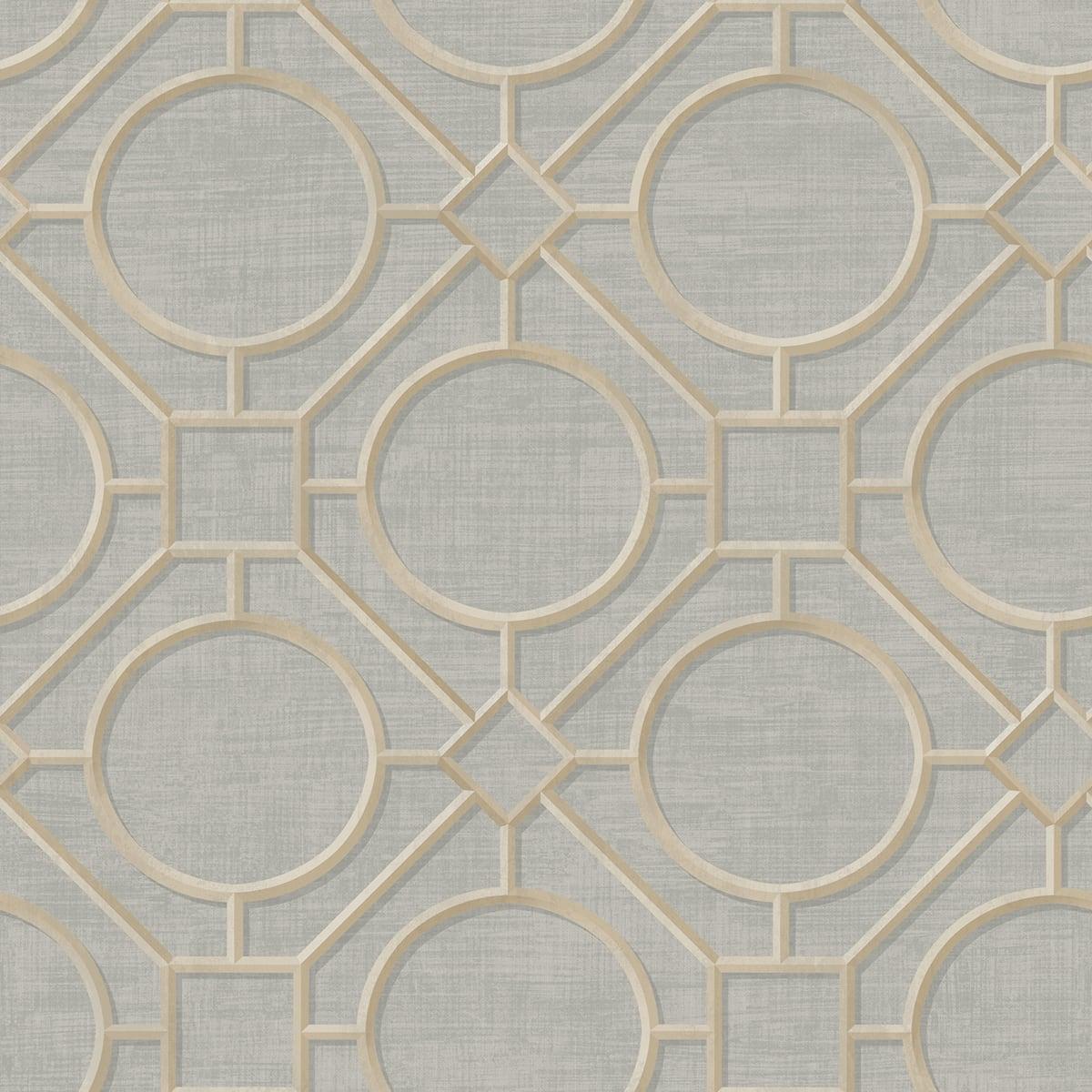 Seabrook Silk Road Trellis Grey Wallpaper