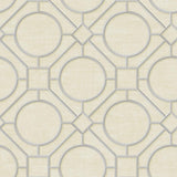 Seabrook Silk Road Trellis Metallic Silver and Linen Wallpaper
