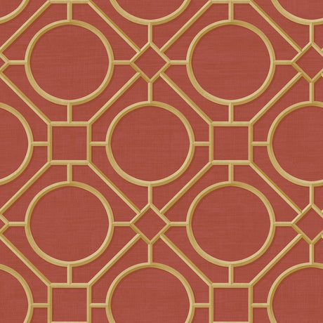 Seabrook Silk Road Trellis Metallic Gold and Crimson Wallpaper