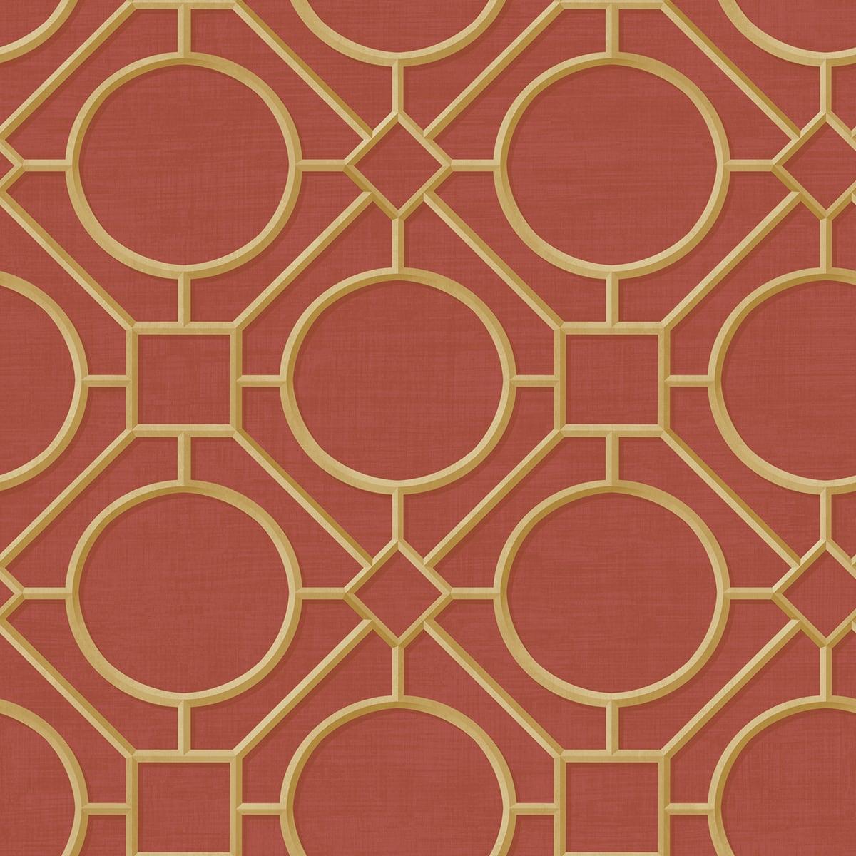Seabrook Silk Road Trellis Red Wallpaper