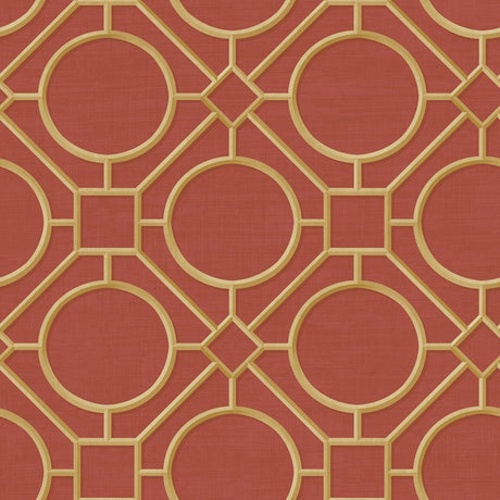 Seabrook Silk Road Trellis Red Wallpaper