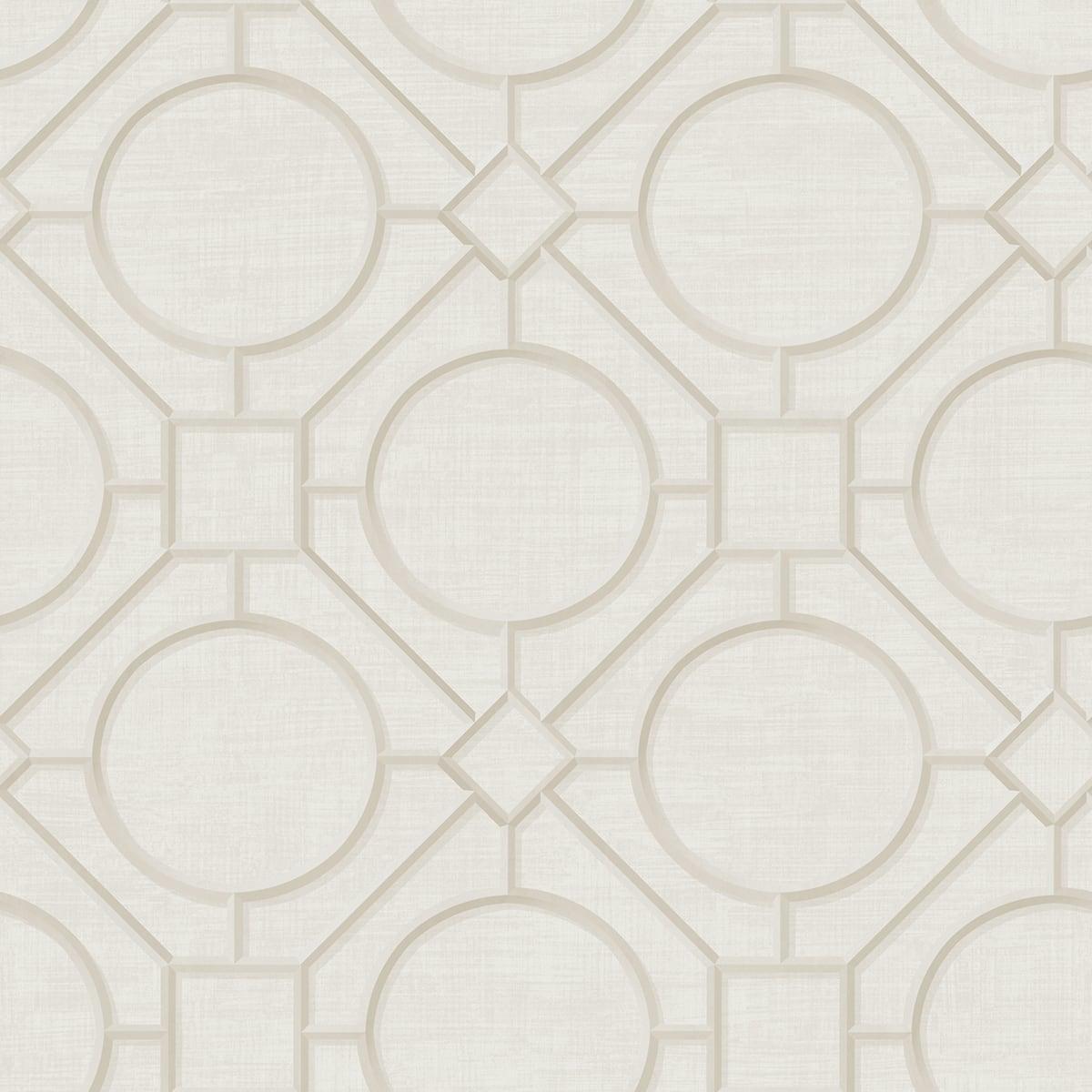 Seabrook Silk Road Trellis Metallic Pearl And Off-White Wallpaper