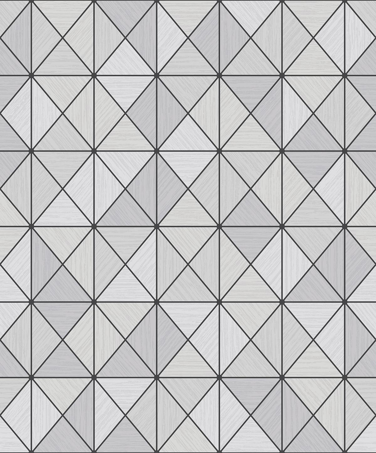 Seabrook Metallic Geo Metallic Silver and Ebony Wallpaper