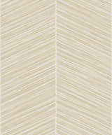 Seabrook Herringbone Stripe Metallic Gold and Off-White Wallpaper
