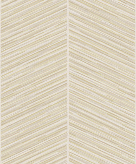 Seabrook Herringbone Stripe Metallic Gold and Off-White Wallpaper