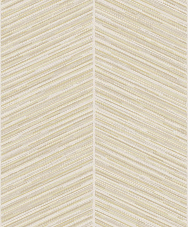 Seabrook Herringbone Stripe Metallic Gold and Off-White Wallpaper