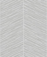 Seabrook Herringbone Stripe Metallic Silver and Gray Wallpaper