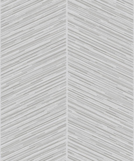 Seabrook Herringbone Stripe Metallic Silver and Gray Wallpaper