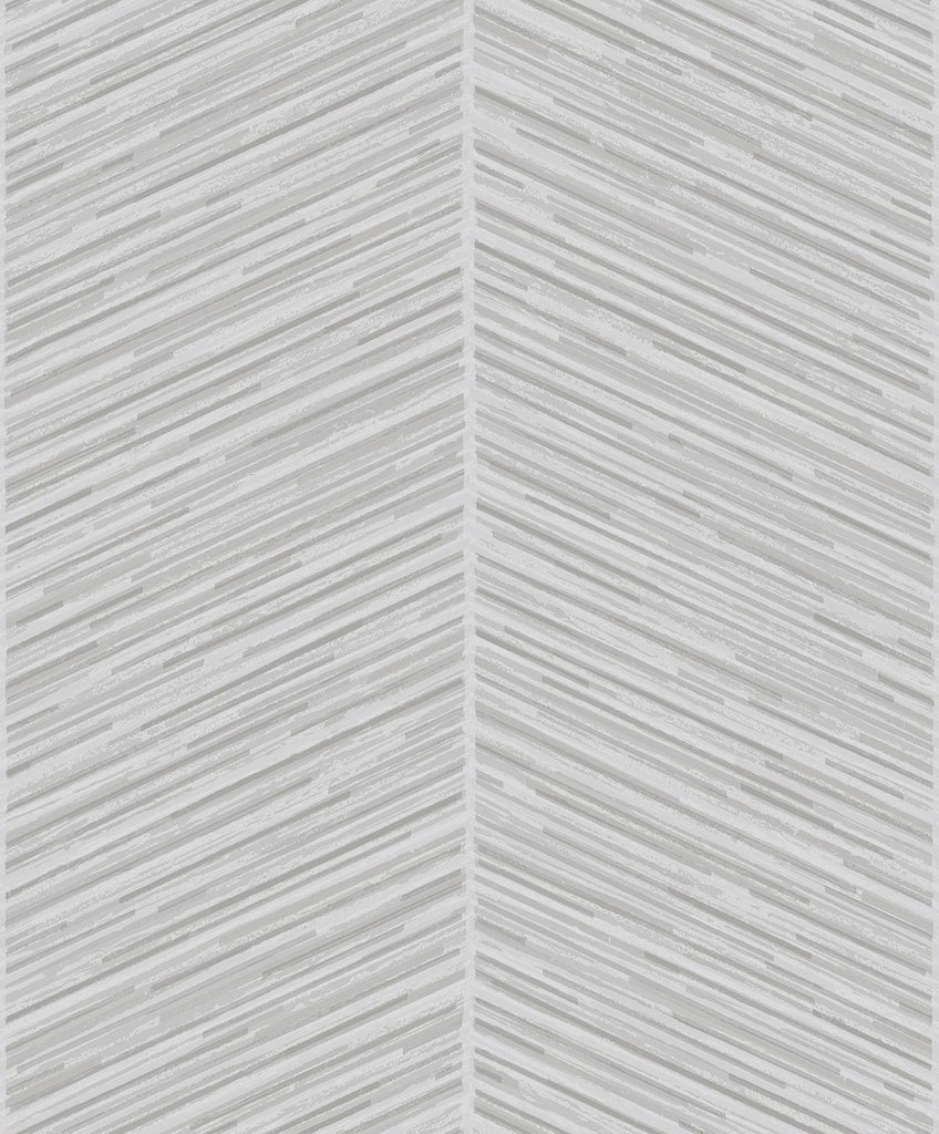Seabrook Herringbone Stripe Metallic Silver and Gray Wallpaper
