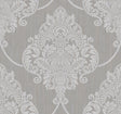 Seabrook Puff Damask Metallic Silver Glitter and Tan Wallpaper