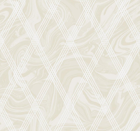 Seabrook Marble Diamond Geometric Metallic Gold and White Wallpaper