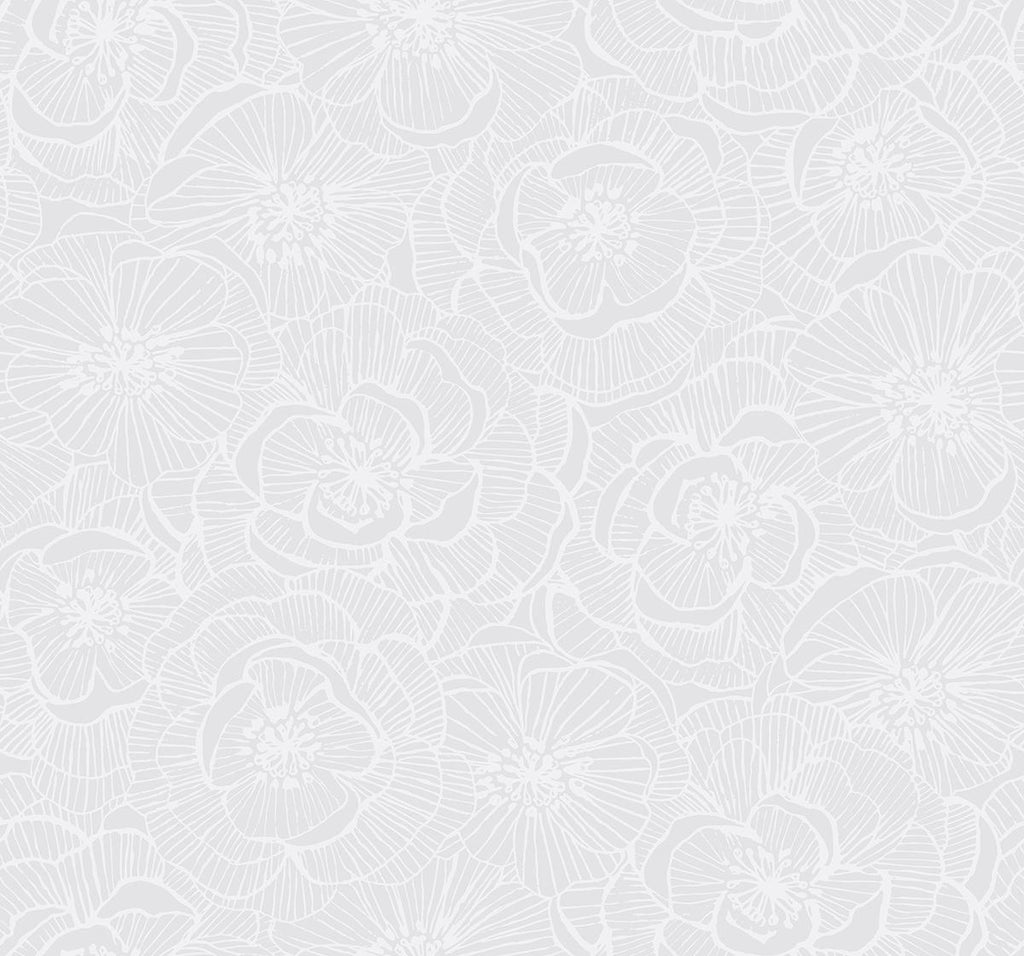 Seabrook Graphic Floral Metallic Pearl Wallpaper