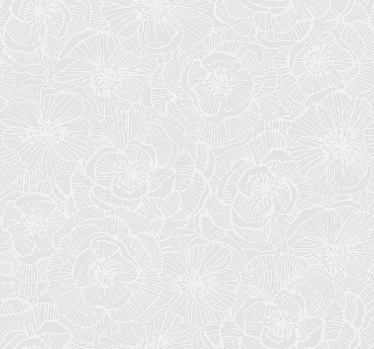 Seabrook Graphic Floral Off-White Wallpaper