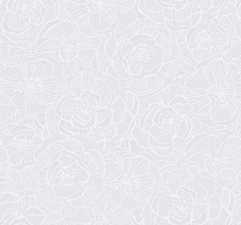 Seabrook Graphic Floral Off-White Wallpaper