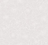 Seabrook Graphic Floral Metallic Champagne and Off-White Wallpaper