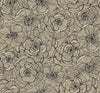 Seabrook Graphic Floral Gold Glitter And Ebony Wallpaper