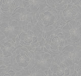 Seabrook Graphic Floral Metallic Silver Wallpaper