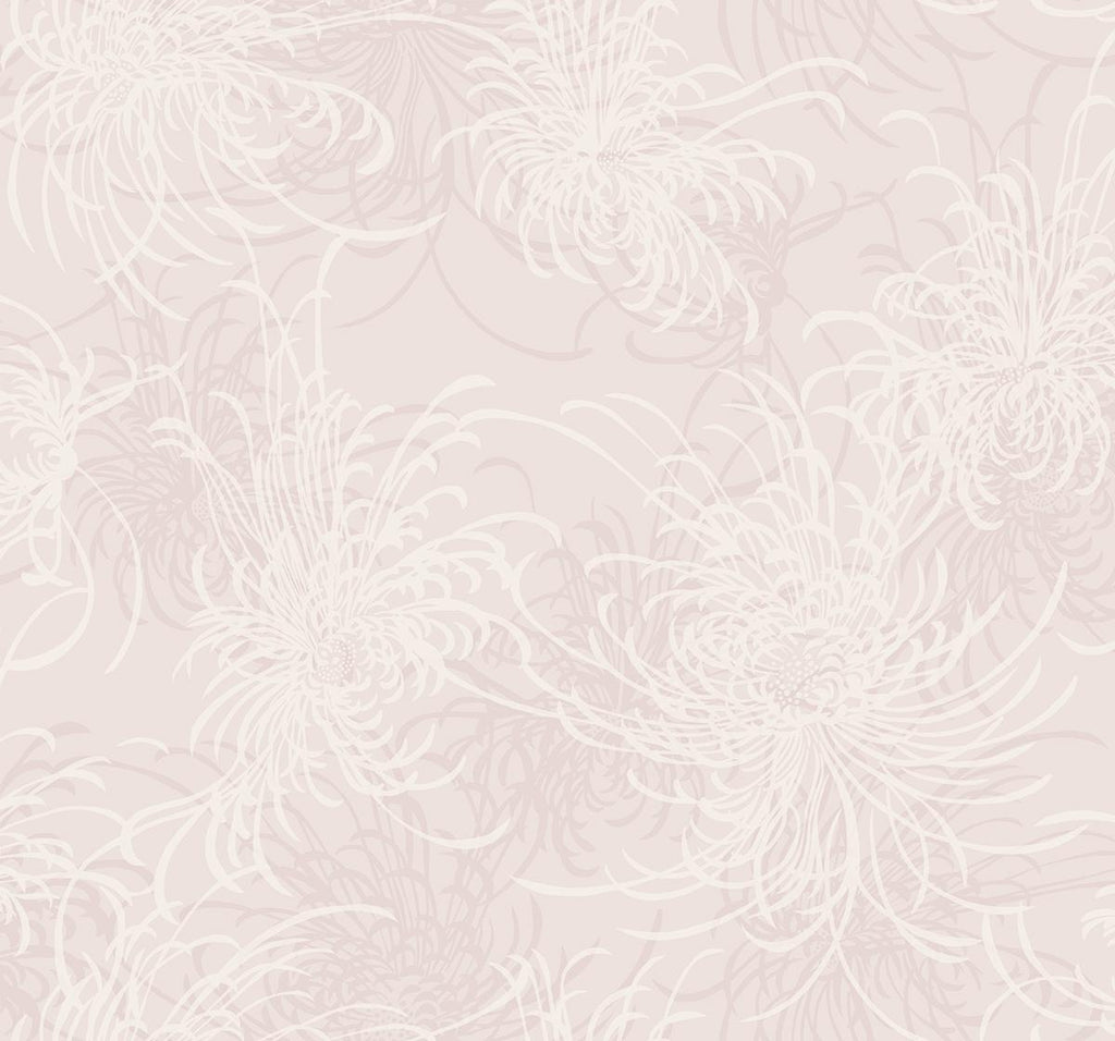 Seabrook Noell Floral Blush Glitter and Off-White Wallpaper