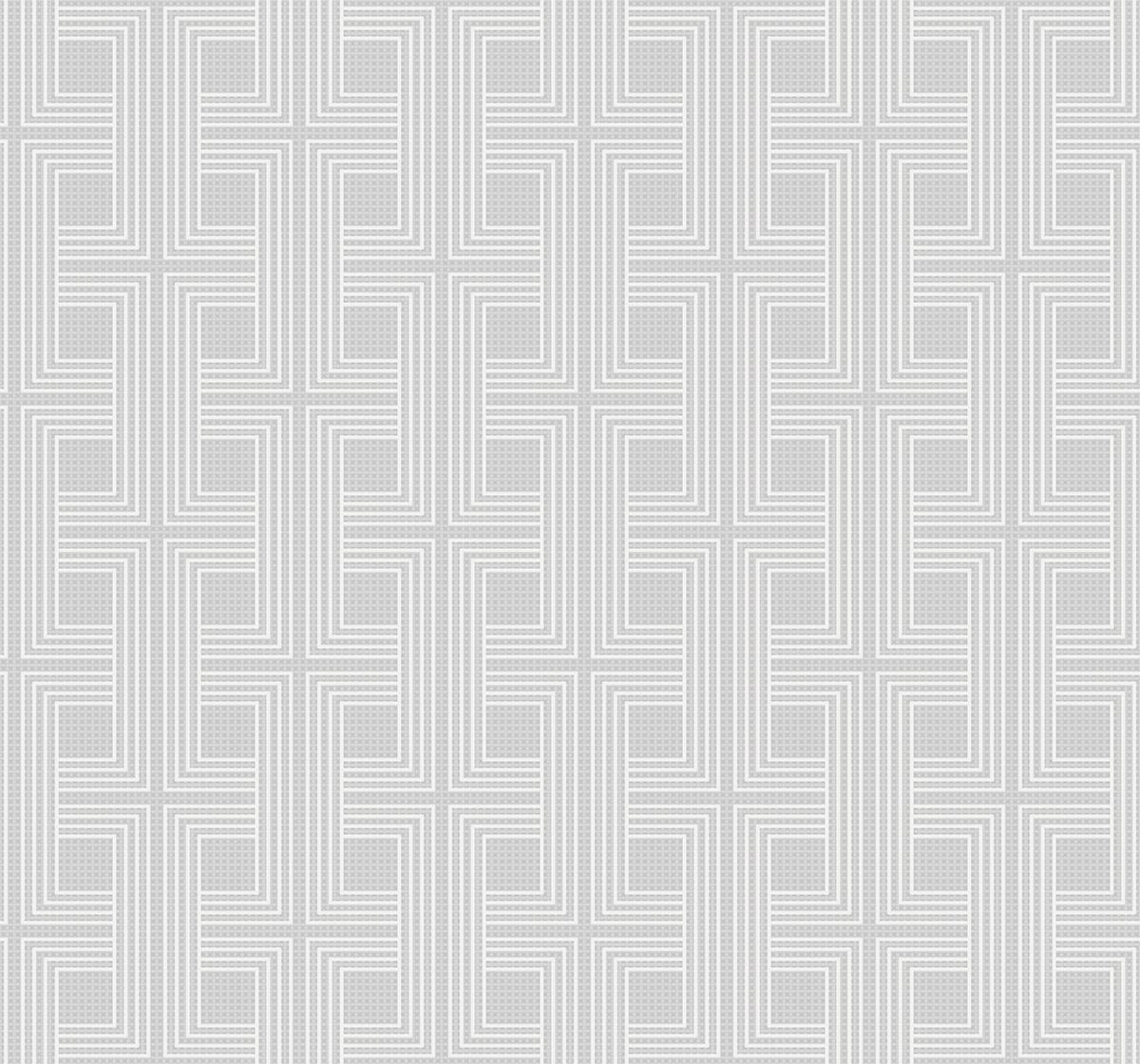 Seabrook Interlocking Squares Metallic Gray and Off-White Wallpaper