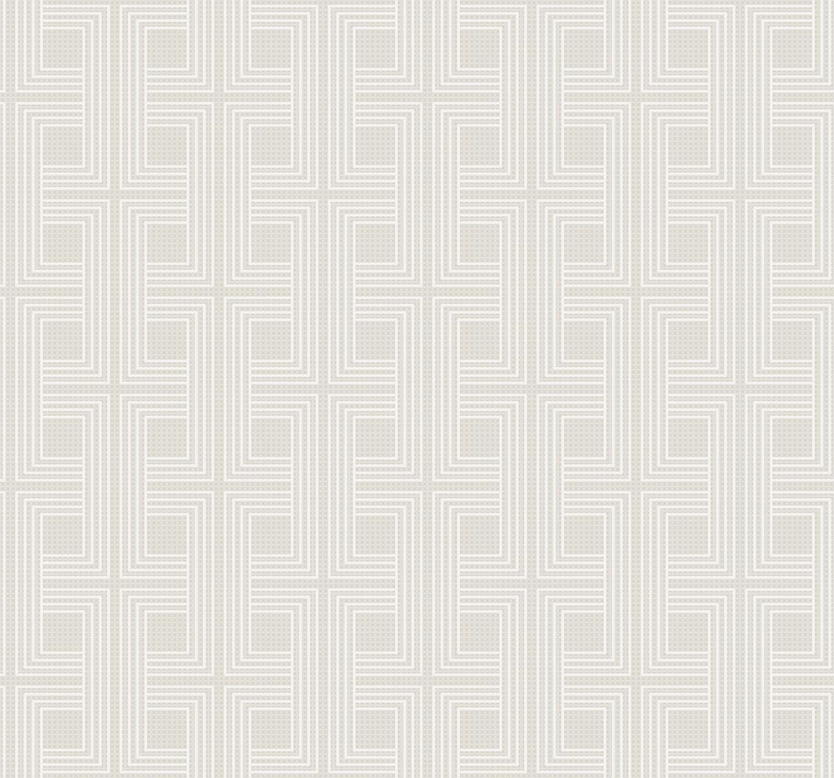 Seabrook Interlocking Squares Metallic Tan and Off-White Wallpaper