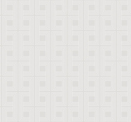 Seabrook Interlocking Squares Metallic Champagne and Off-White Wallpaper