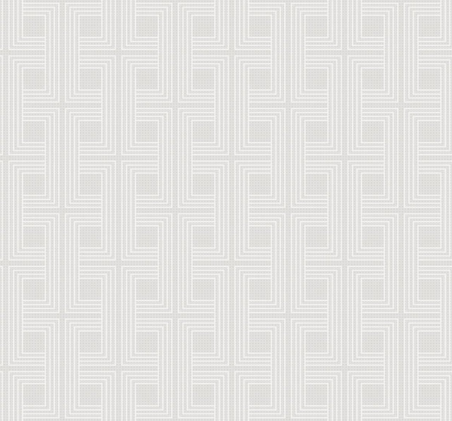 Seabrook Interlocking Squares Metallic Champagne and Off-White Wallpaper