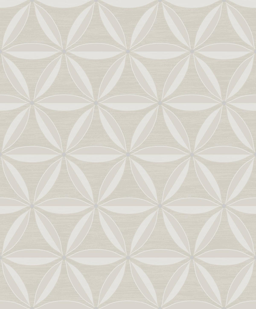 Seabrook Lens Geometric Beige and Off-White Wallpaper