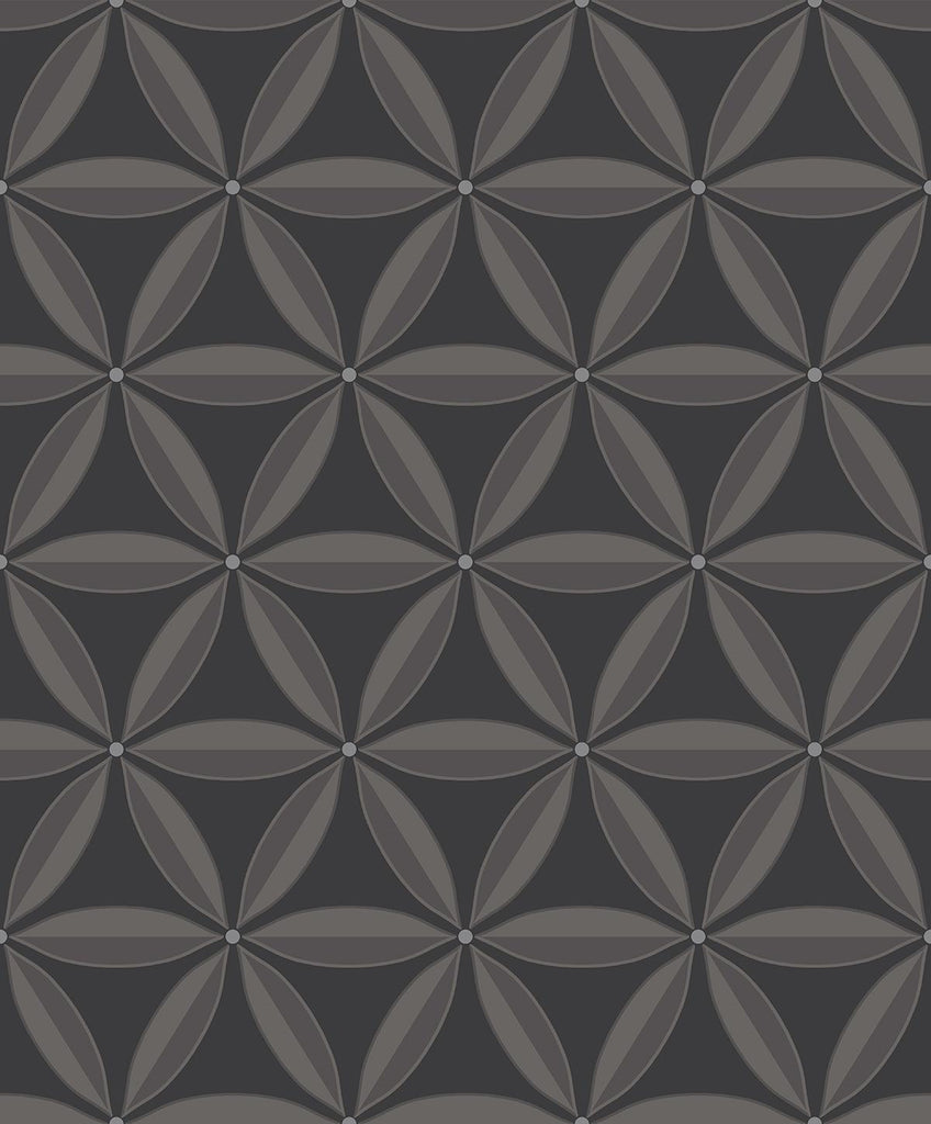 Seabrook Lens Geometric Ebony and Charcoal Wallpaper