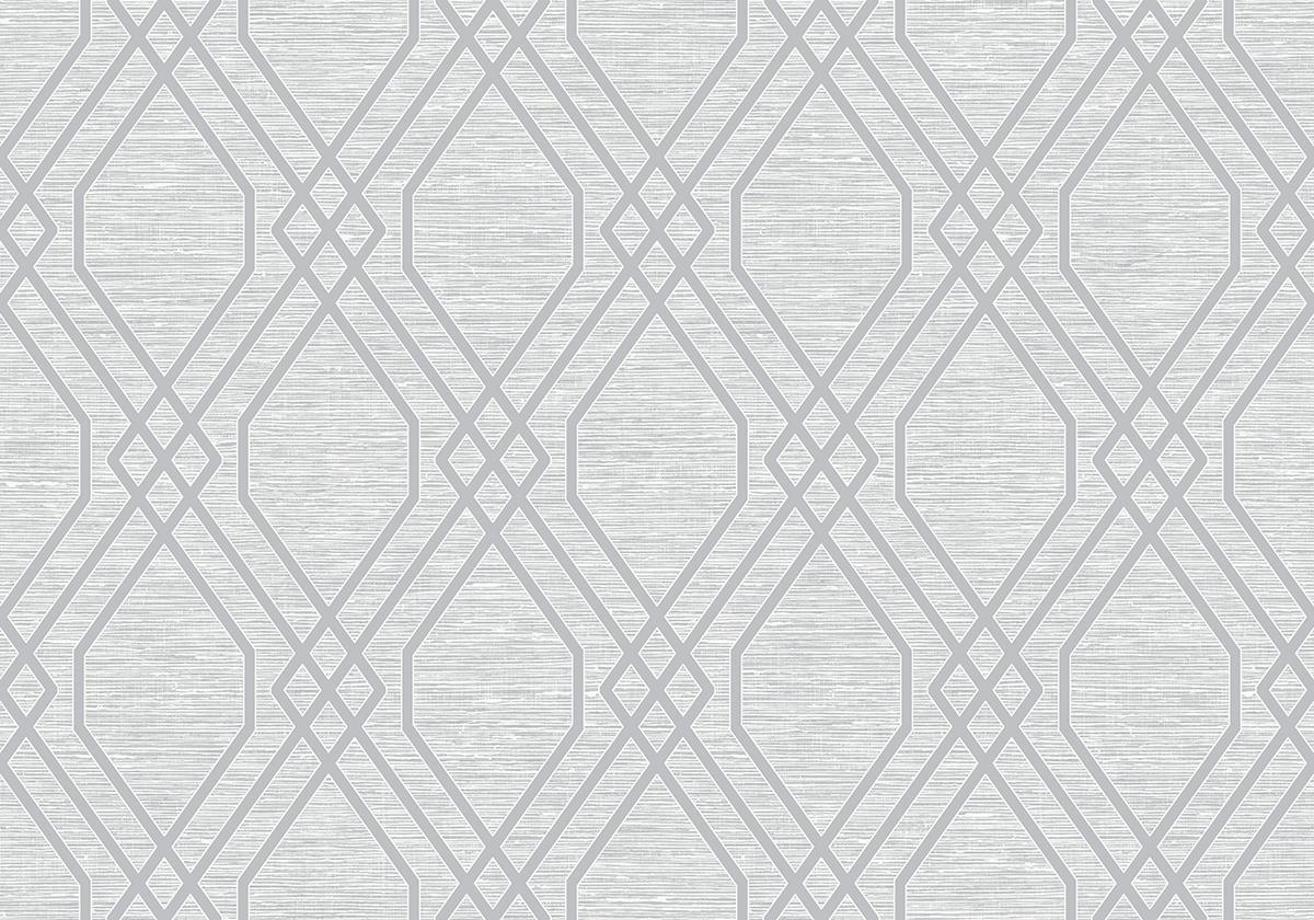 Seabrook Diamond Cork Metallic Silver and White Wallpaper