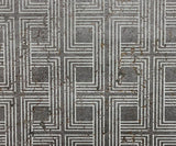 Seabrook Interlocking Squares Cork Metallic Silver and Off-White Wallpaper