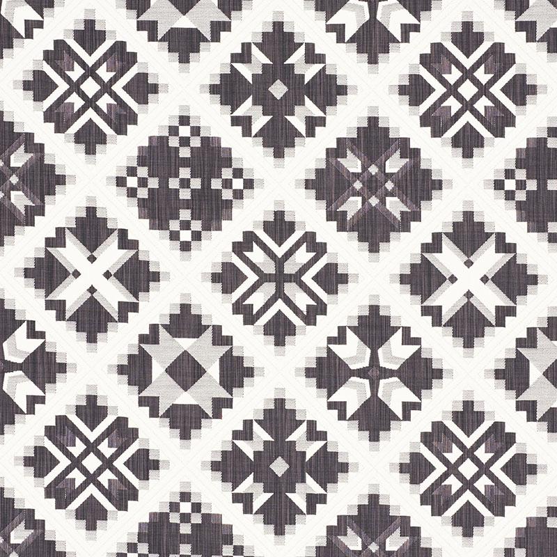 Schumacher Tristan Patchwork Charcoal Fabric