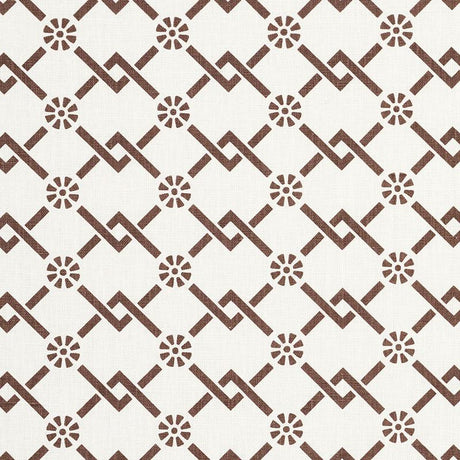 Schumacher Fretwork Flower Chestnut Fabric
