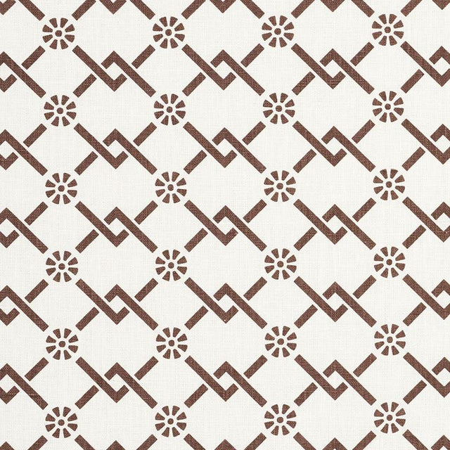 Schumacher Fretwork Flower Chestnut Fabric